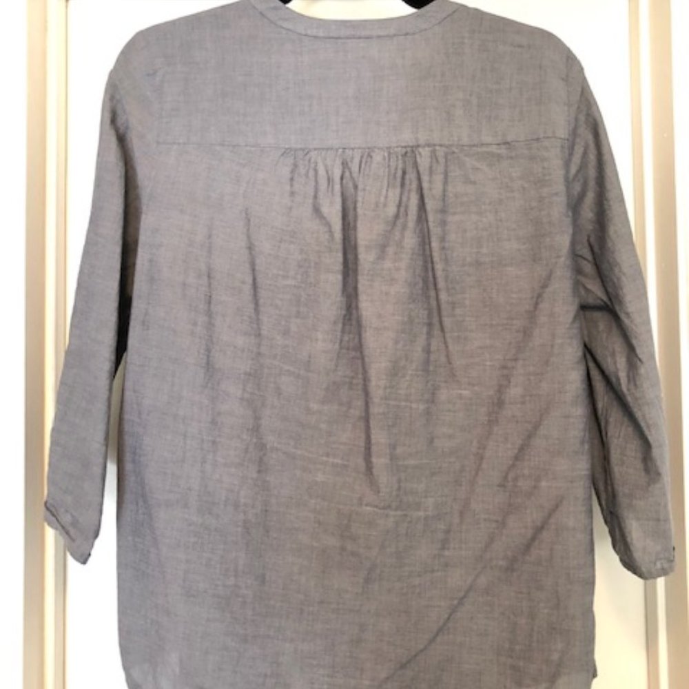 LOFT Chambray VNeck Button Down Blouse - Picture 2 of 2